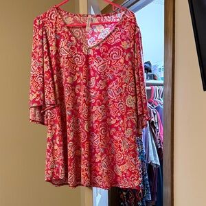 Scarlett Red and Cream Paisley Blouse